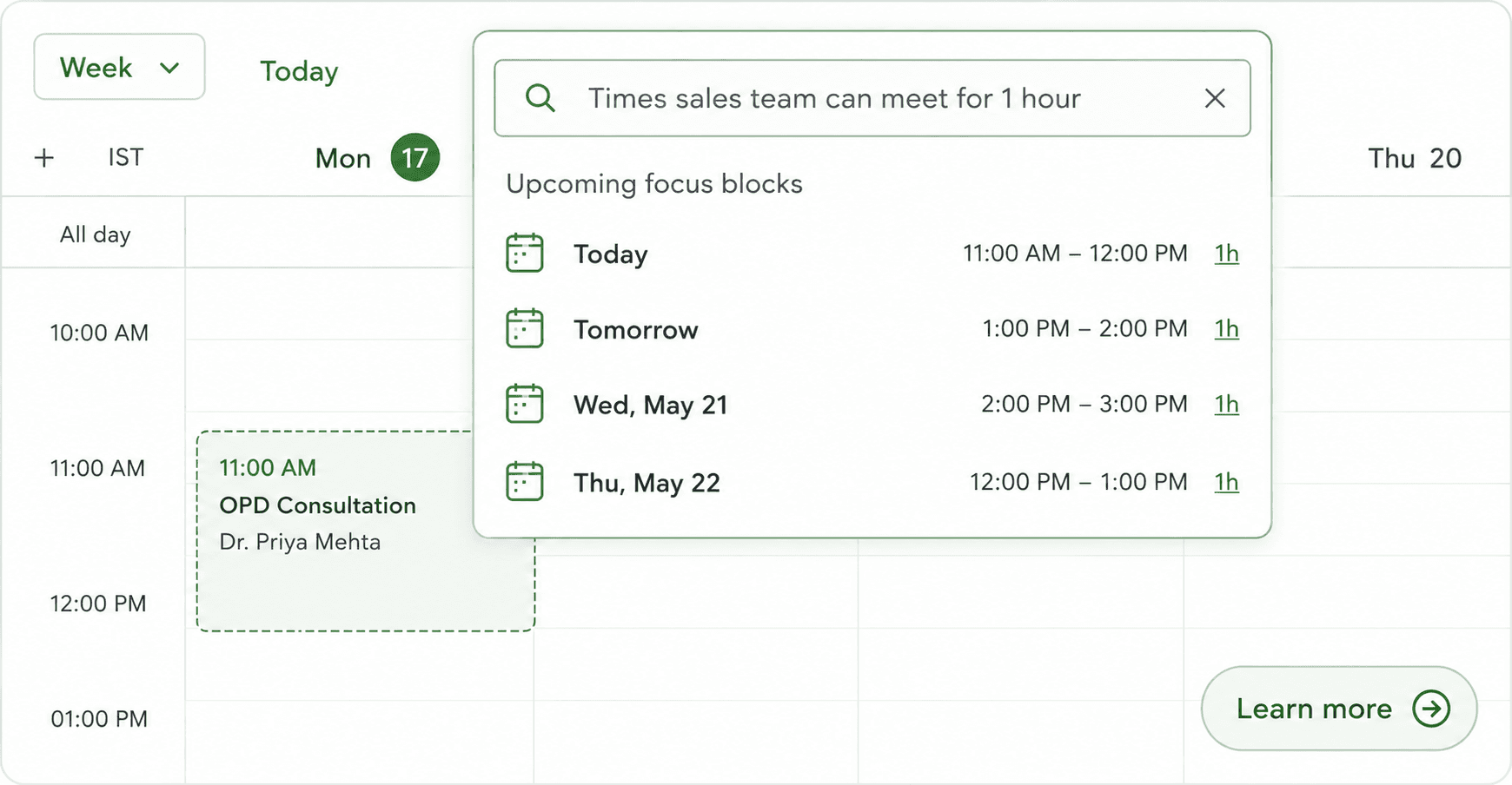 Code Query clinic scheduling and OPD management interface