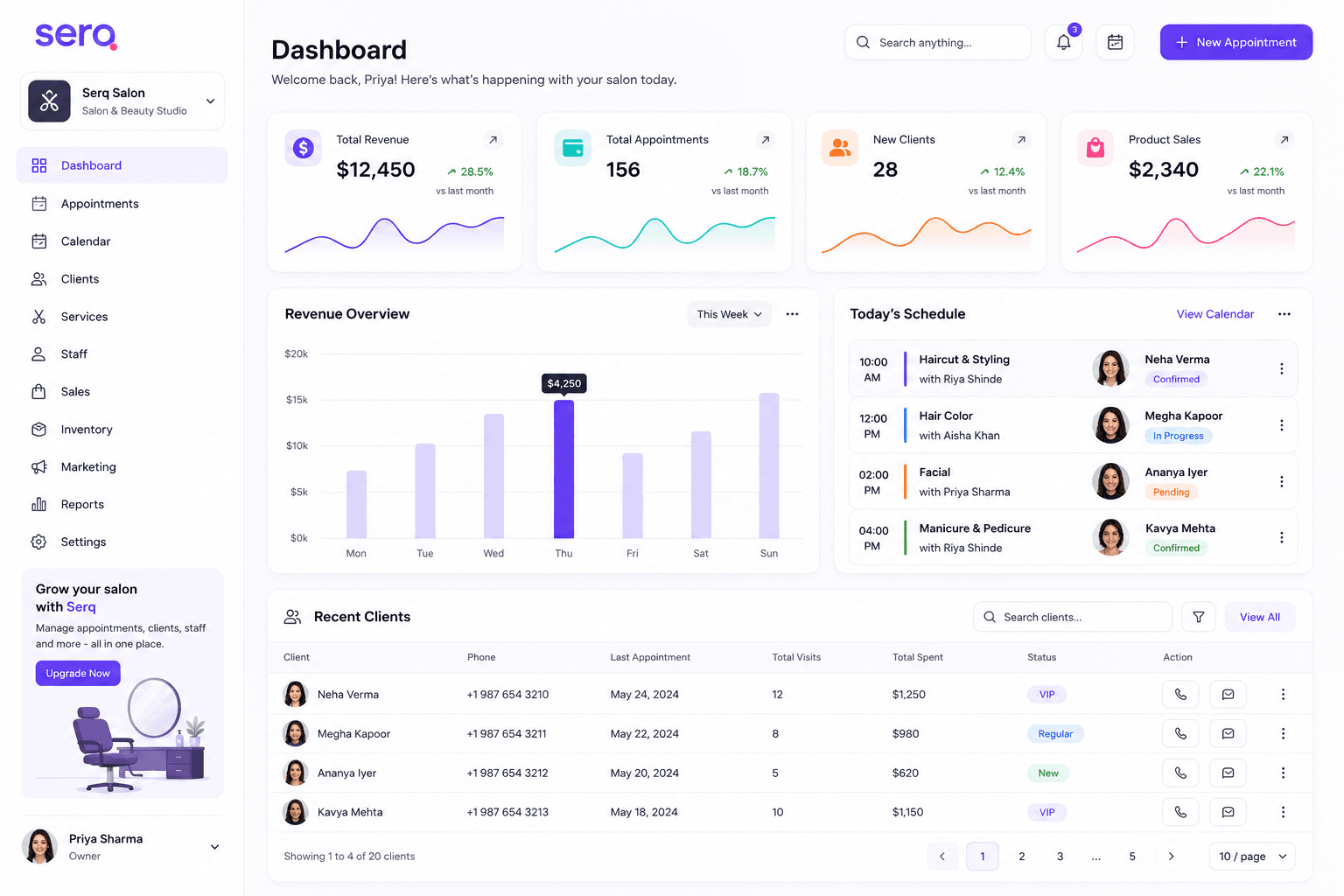 SerQfix admin panel for at-home salon and beauty bookings, provider assignment, and live job tracking